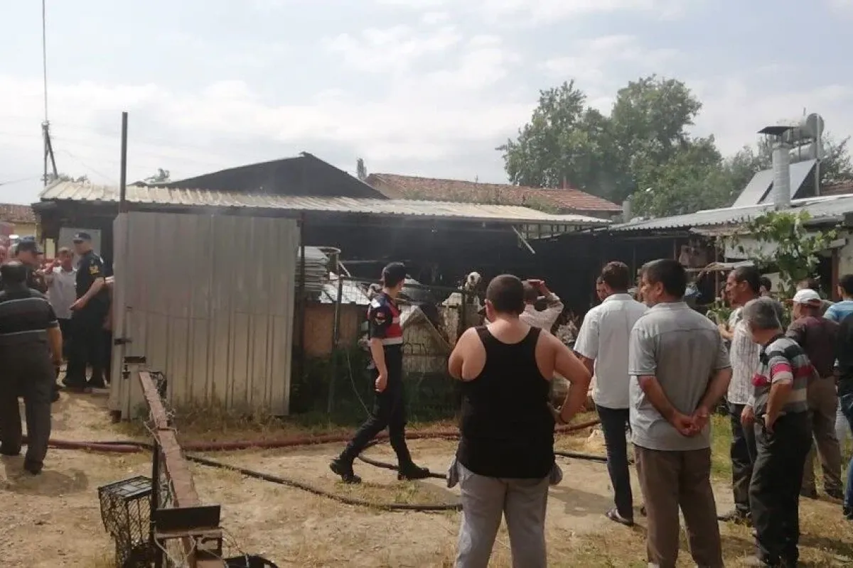 Yanan ahırda 8 koyun telef oldu, 4 kişi zehirlendi