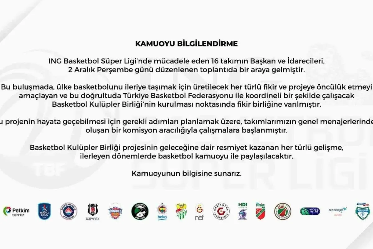 Frutti Extra Bursaspor: Basketbol Kulüpler Birliğinin kurulması noktasında fikir birliğine varılmıştır