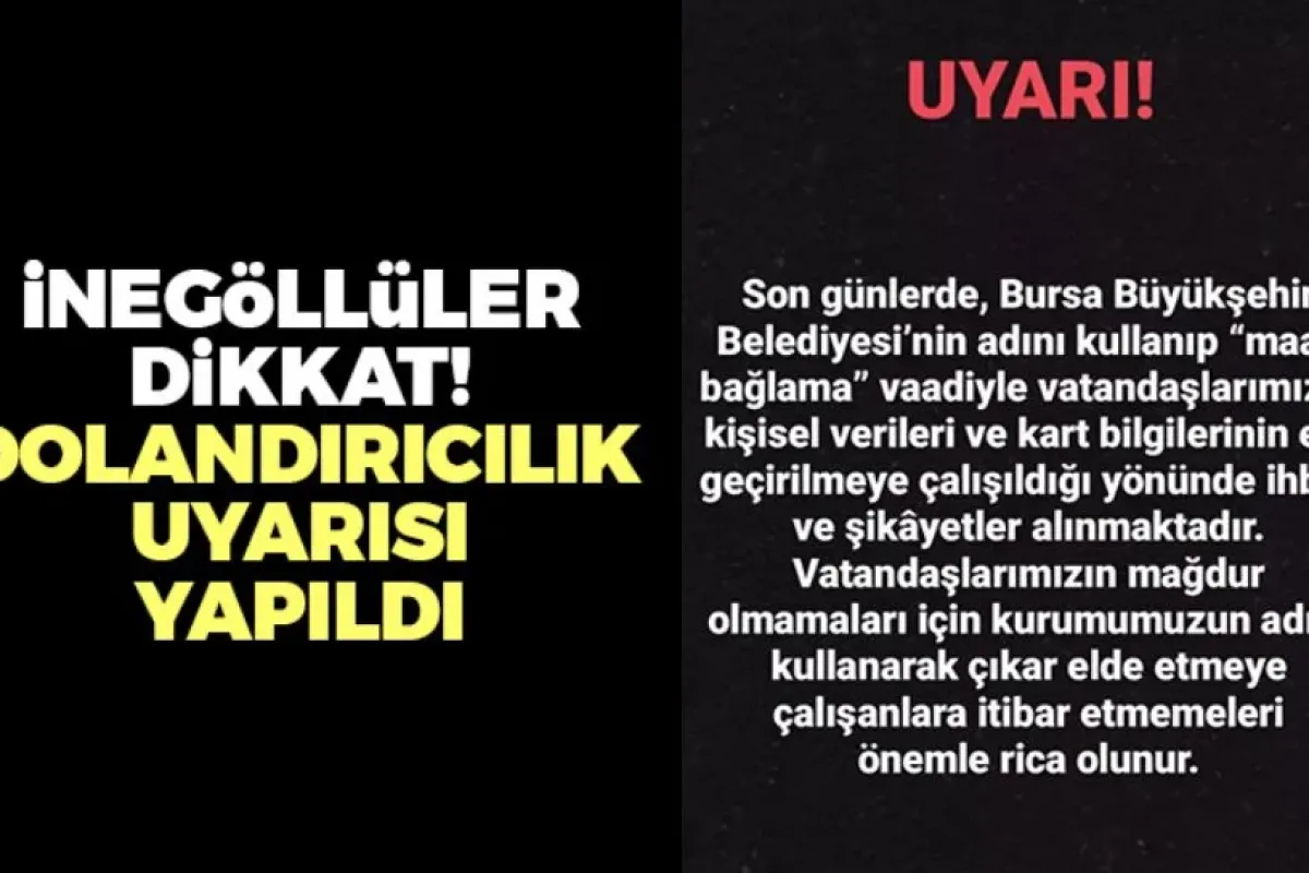 İnegöllüler dikkat! Dolandırıcılık uyarısı