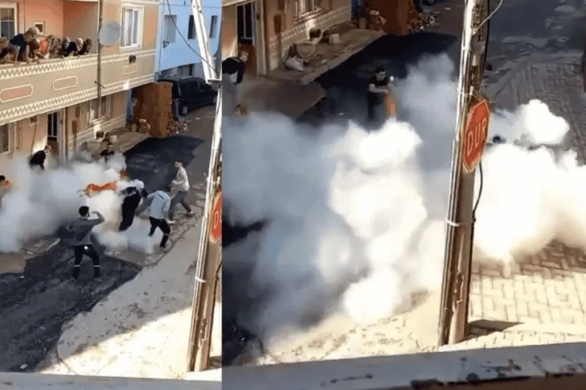 Gelini almayan gelen damada yangın tüplü müdahale