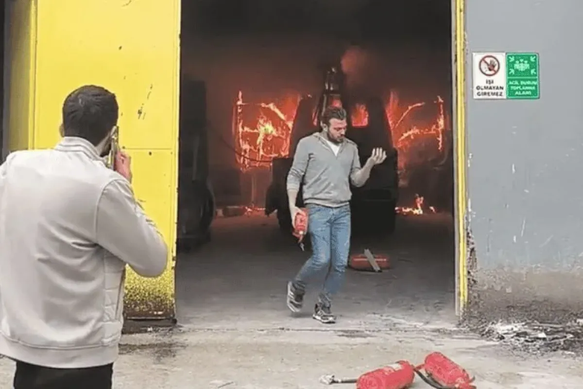 İnegöl'de korku dolu anlar! Alev alev yandı