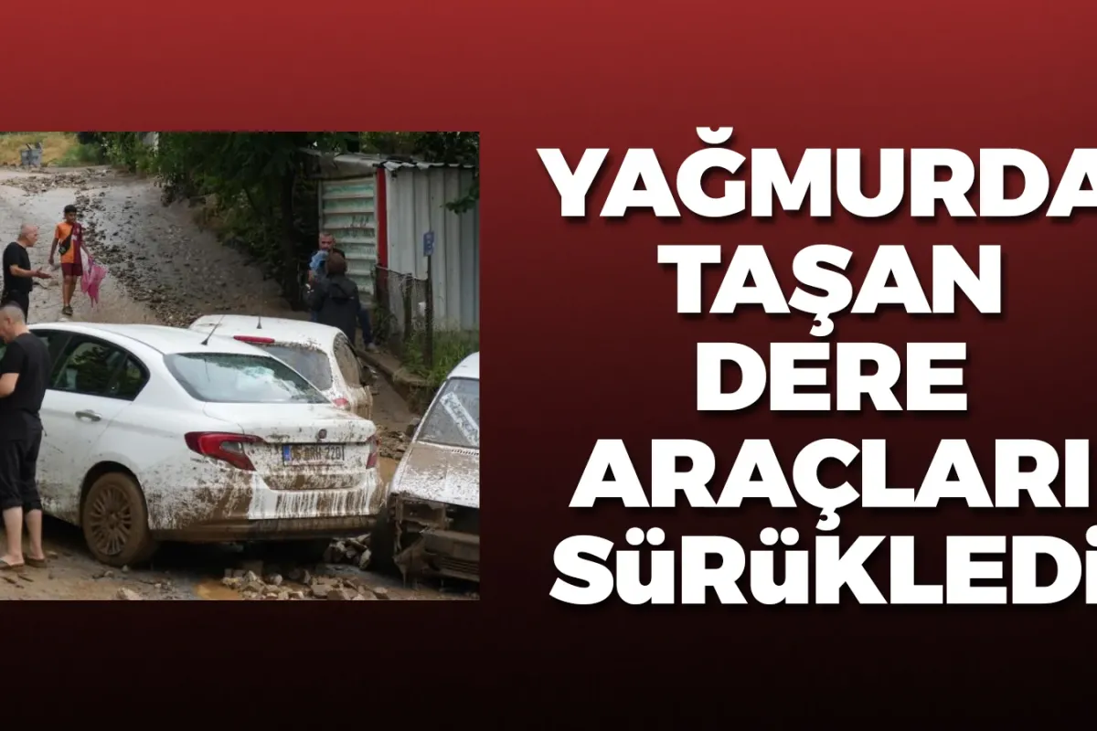 Taşan dere araçları sürükledi!