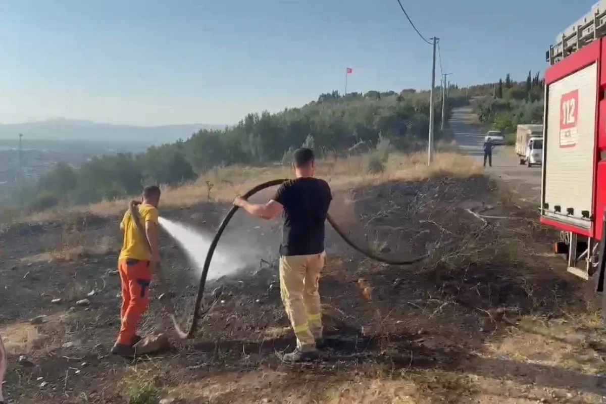 Bursada çıkan yangın ormanlık alana sıçramadan söndürüldü