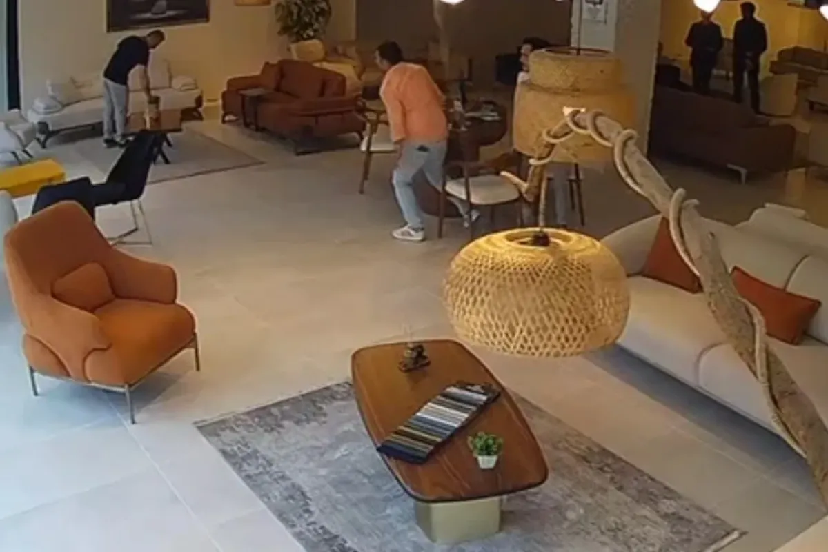 İnegöl'de panik anları güvenlik kamerasına yansıdı