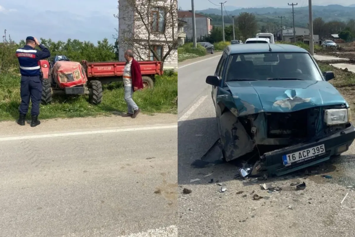 Traktör ile otomobil çarpıştı: 1’i çocuk, 3 yaralı