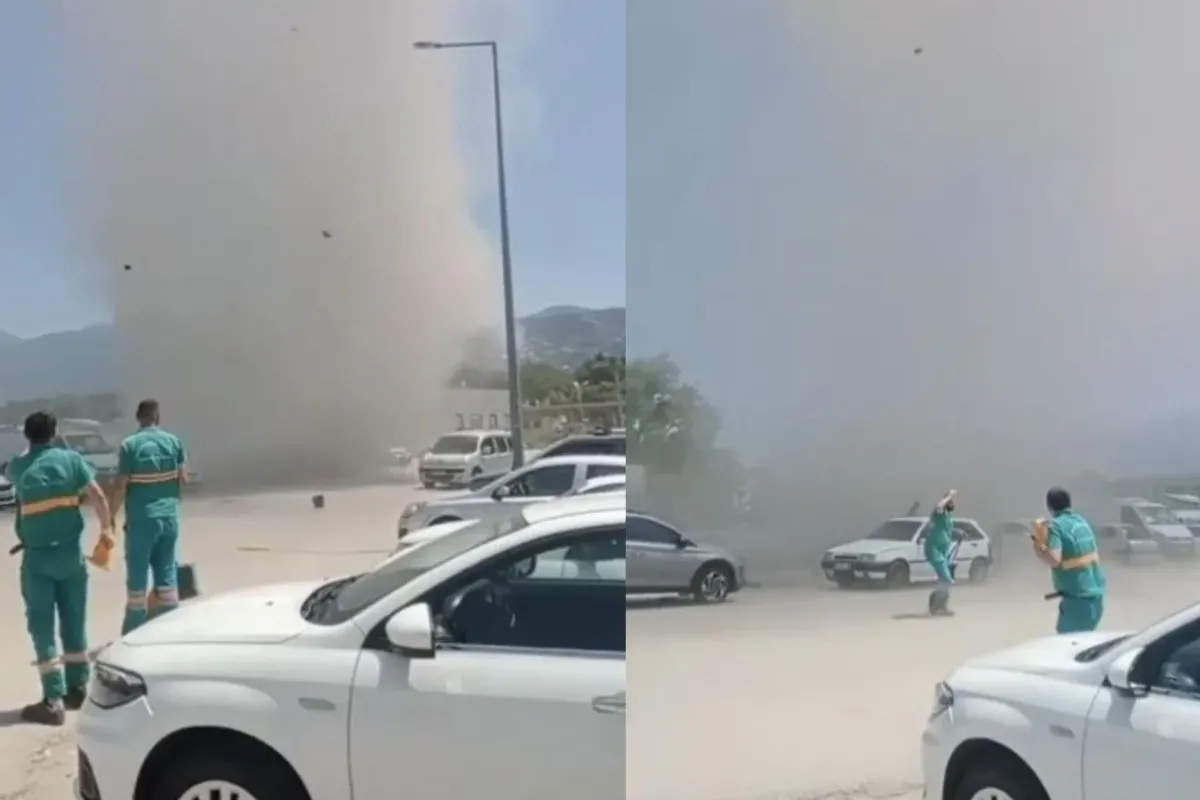 Dev hortum tozu dumana kattı!
