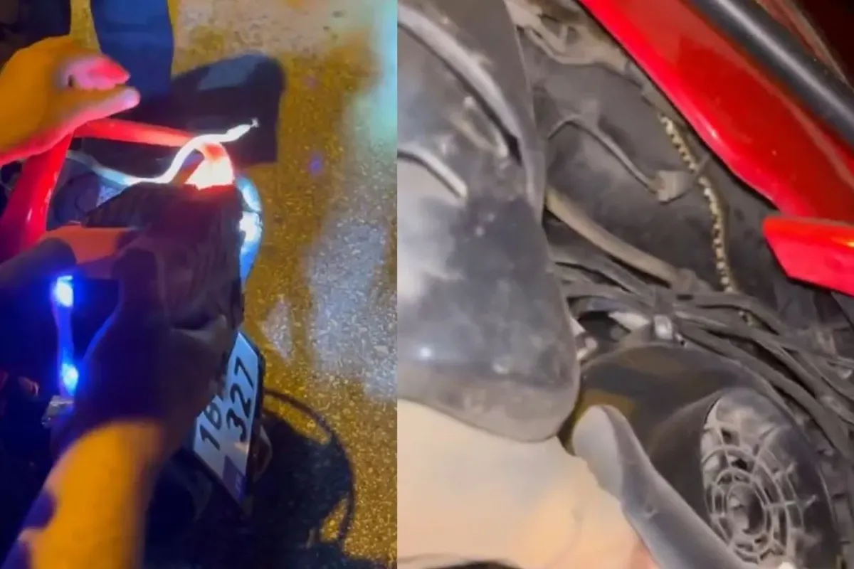 Bu kez motosikletin içine girdi!