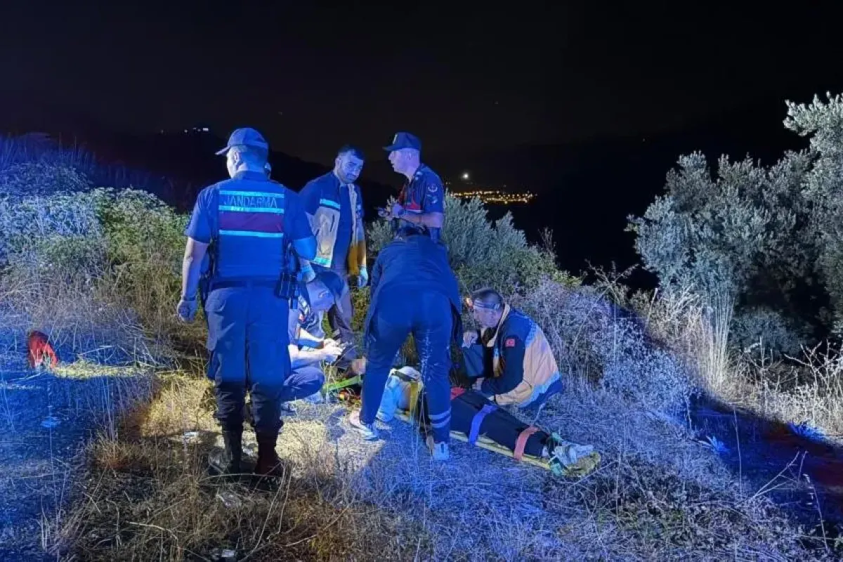 Şarampole yuvarlanan motosikletin sürücüsü güçlükle kurtarıldı