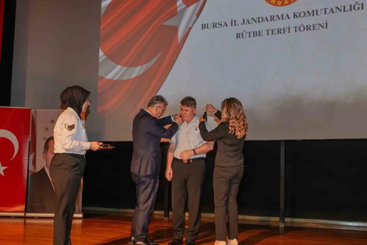 Bursa’da jandarma personeli için rütbe terfi töreni düzenlendi
