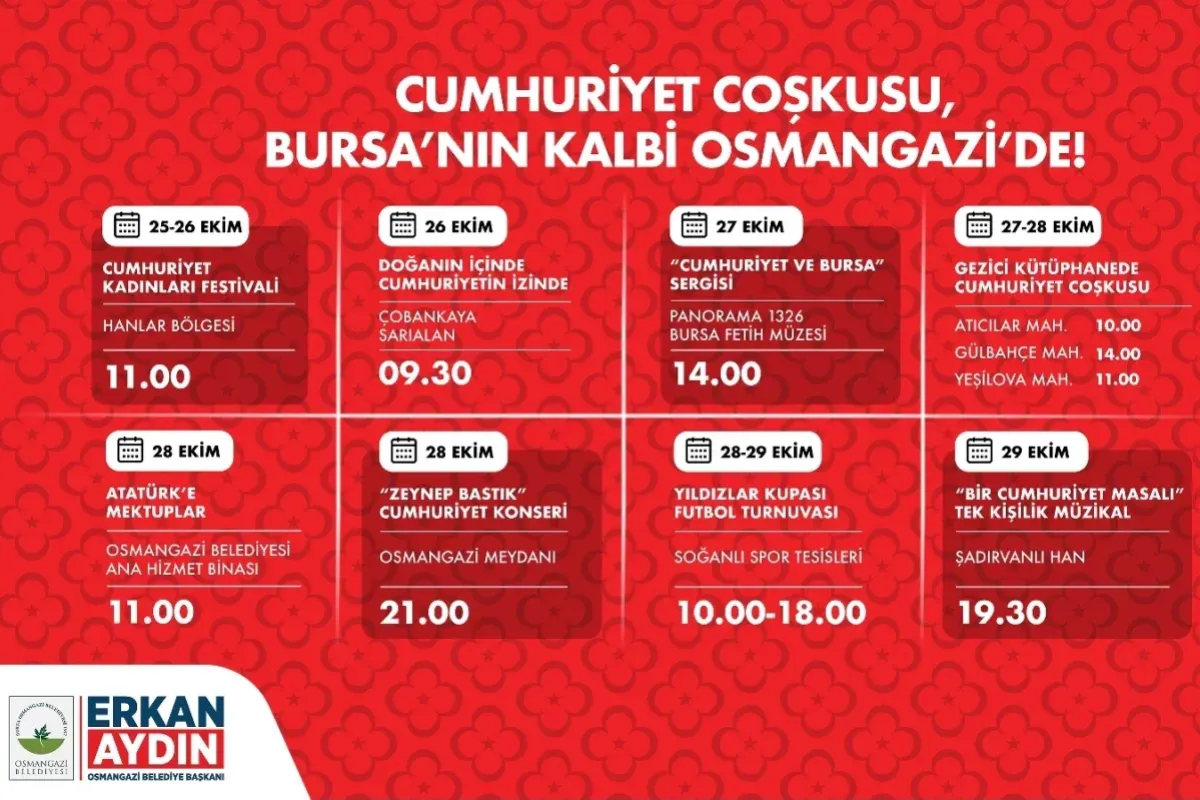 Bursa’da Cumhuriyet Coşkusu Zirveye Ulaşacak