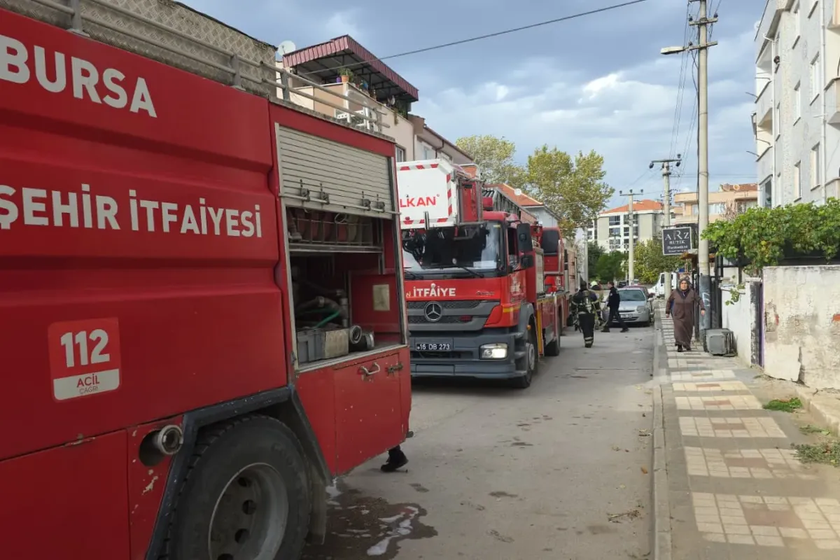 İnegöl'de doğalgaz kombisi alev aldı