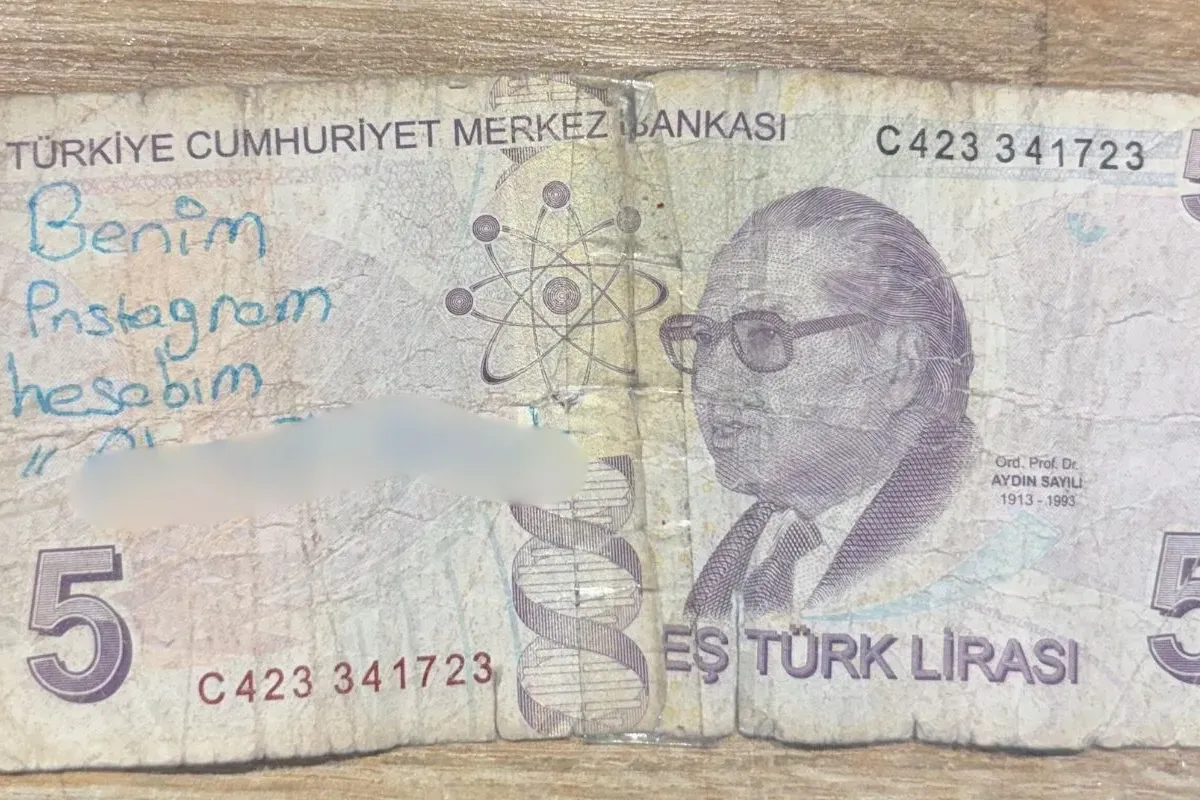 İnegöl’de 5 Liralık Banknota Instagram Adı Yazıp Takipçi Toplamaya Kalktı: Tepki Yağdı