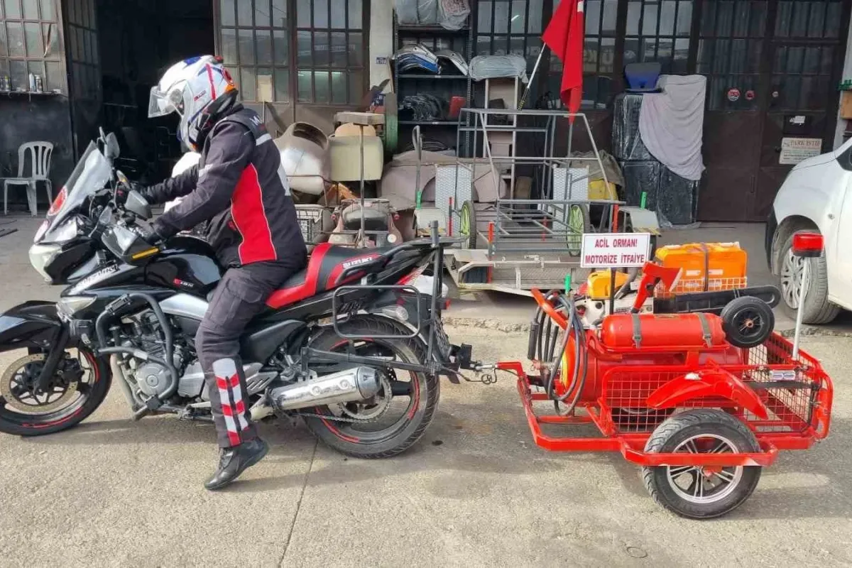 Motosikletlere özel taşınabilir yangın sistemi