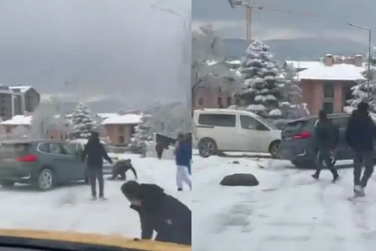 Dehşet dolu anlar! Kayan araç kalabalığın arasına daldı