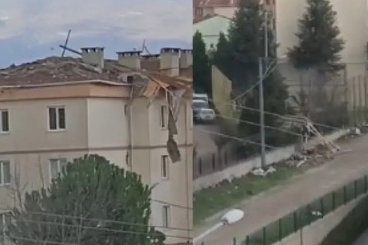 Alanyurt'ta binaların çatısı uçtu