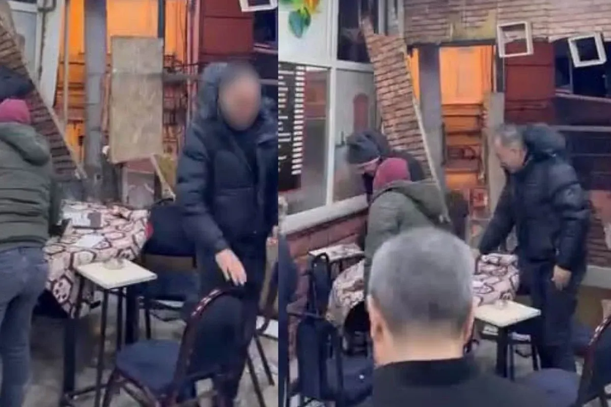 Kahvehanenin duvarları yıkılırken oyuna devam ettiler