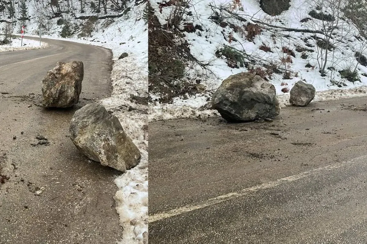 İnegöl'de heyelan! Yol kısmen trafiğe kapandı