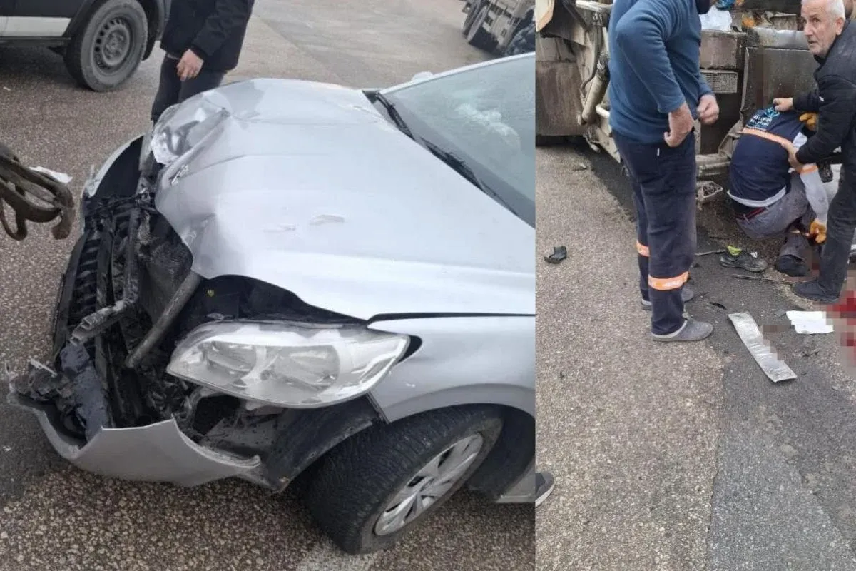 Çöp kamyonuyla araç arasında sıkışan işçi hayatını kaybetti