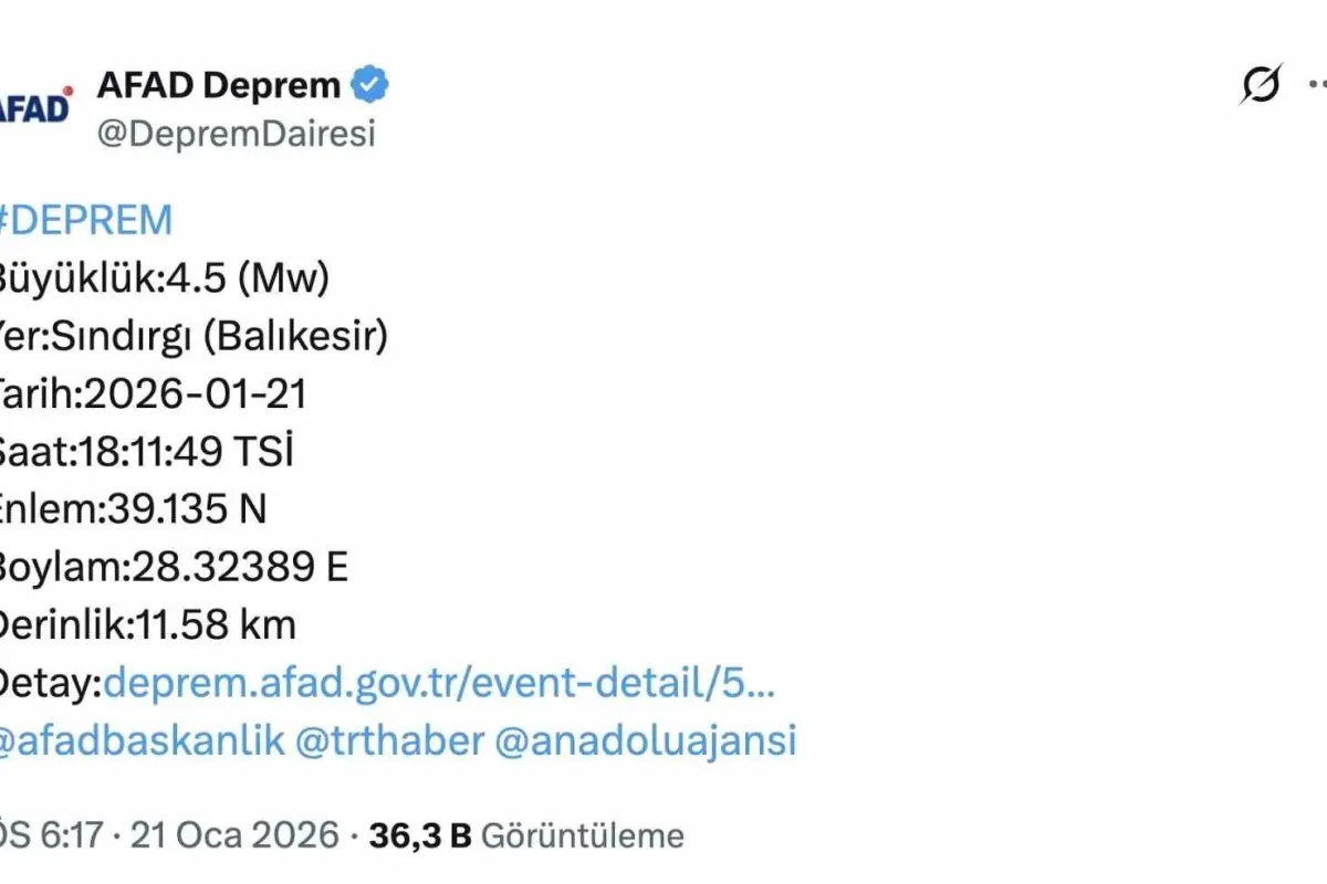 Sındırgı’daki 4.5’lik deprem Bursa’da da hissedildi