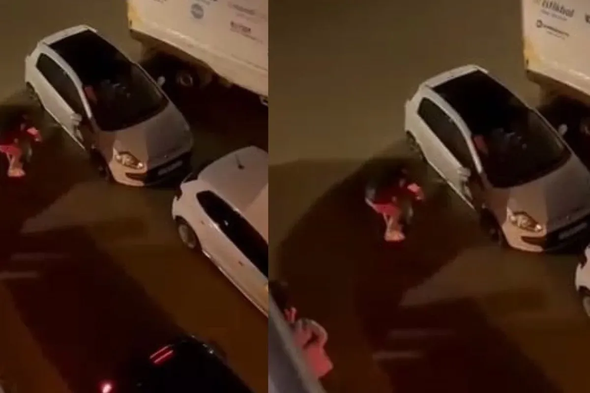 İnegöl'de aracına sandalye üzerinde bindi