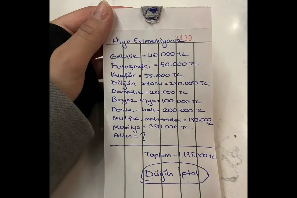 "Neden evlenemiyoruz?" Paylaşılan düğün masrafı listesi tartışma yarattı