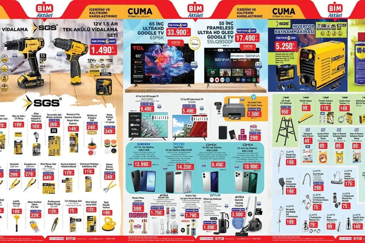 BİM 13 Mart 2026 aktüel kataloğu: tanklı yazıcı, kaynak