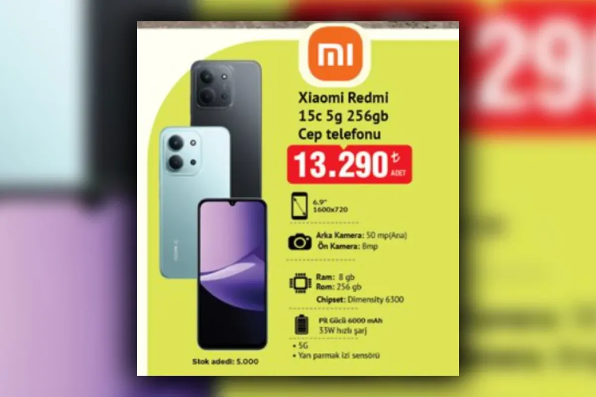 BİM, Redmi 15C 5G akıllı telefonu 27 Mart’ta satacak