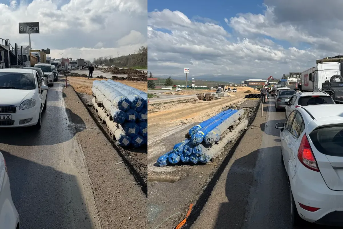 Bursa Ankara Karayolu’nda tır devrildi trafik kilitlendi
