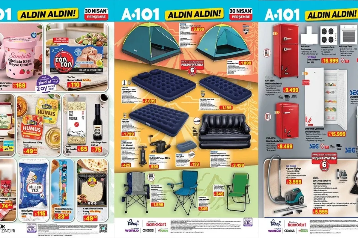 30 Nisan A101 aktüel ürünler kataloğu ve kamp ekipmanları