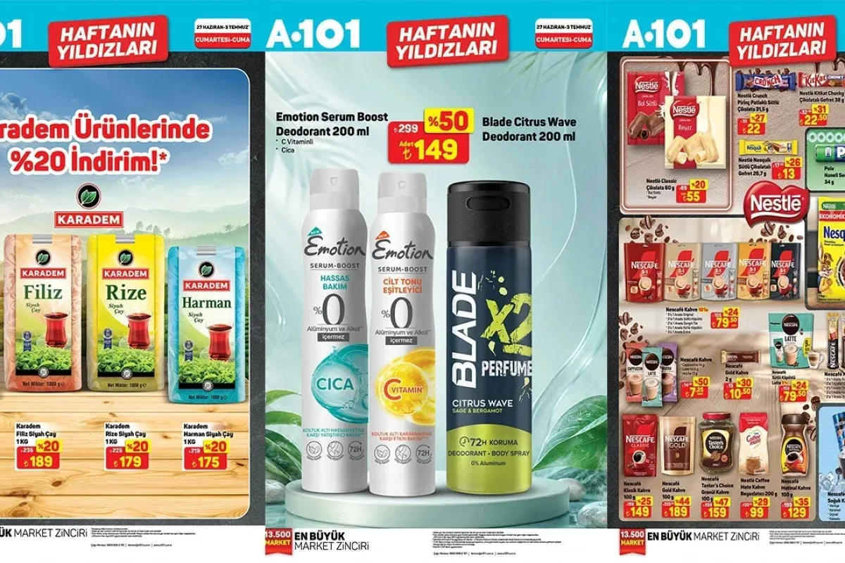 A101 27 Haziran-3 Temmuz Aktüel İndirimleri Başladı! Ayçiçek Yağı, Çay ve Çikolatada Fırsatlar
