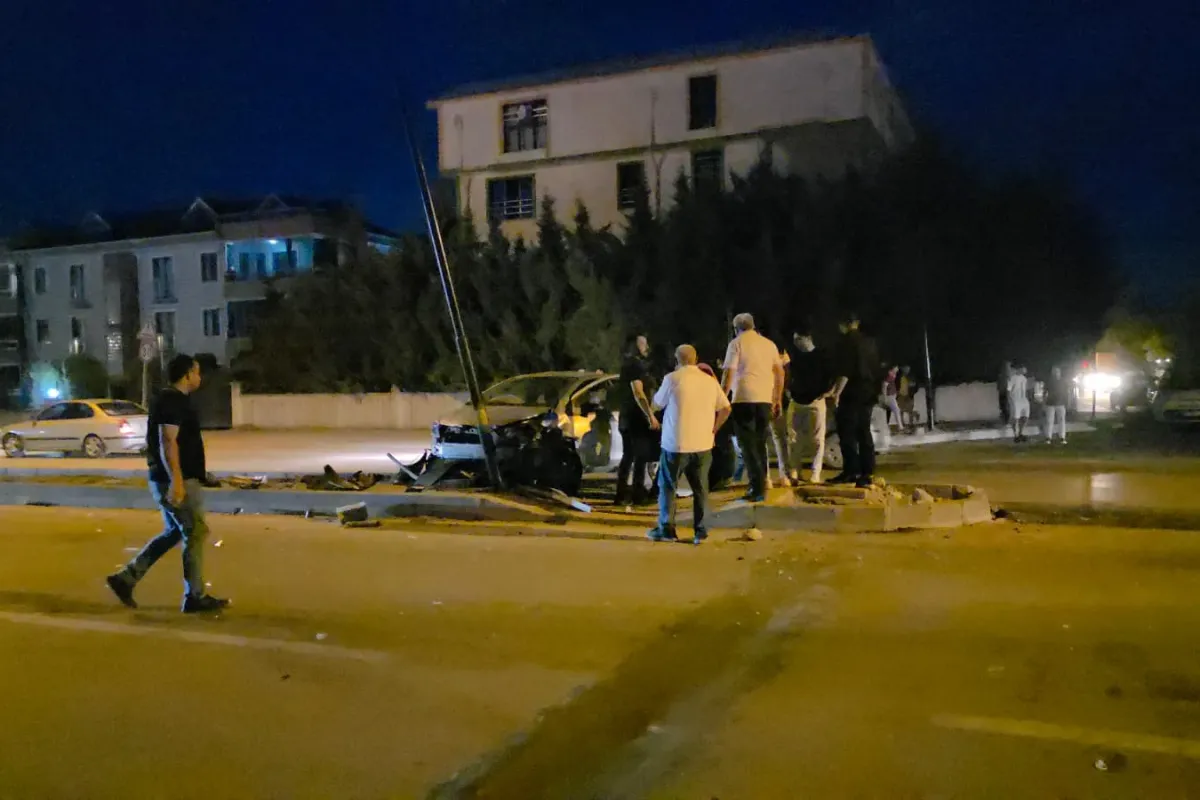 İnegöl çevre yolunda yeni yapılan kavşakta ilk kaza!