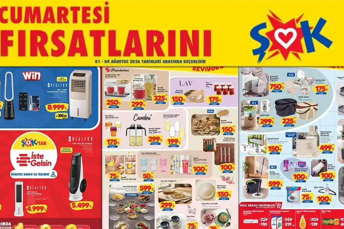 ŞOK 1 Ağustos 2026 aktüel kataloğunda temizlik ve züccaciye indirimi