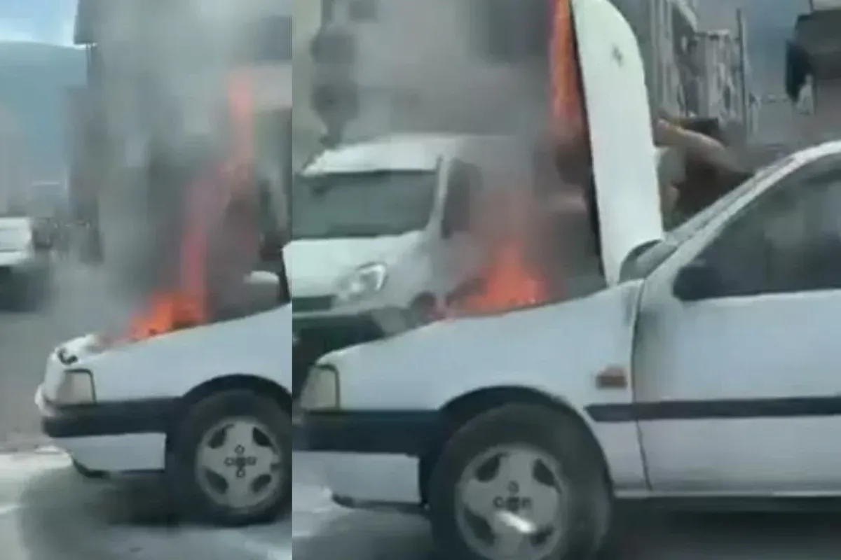 Seyir halindeki araç alevlere teslim oldu