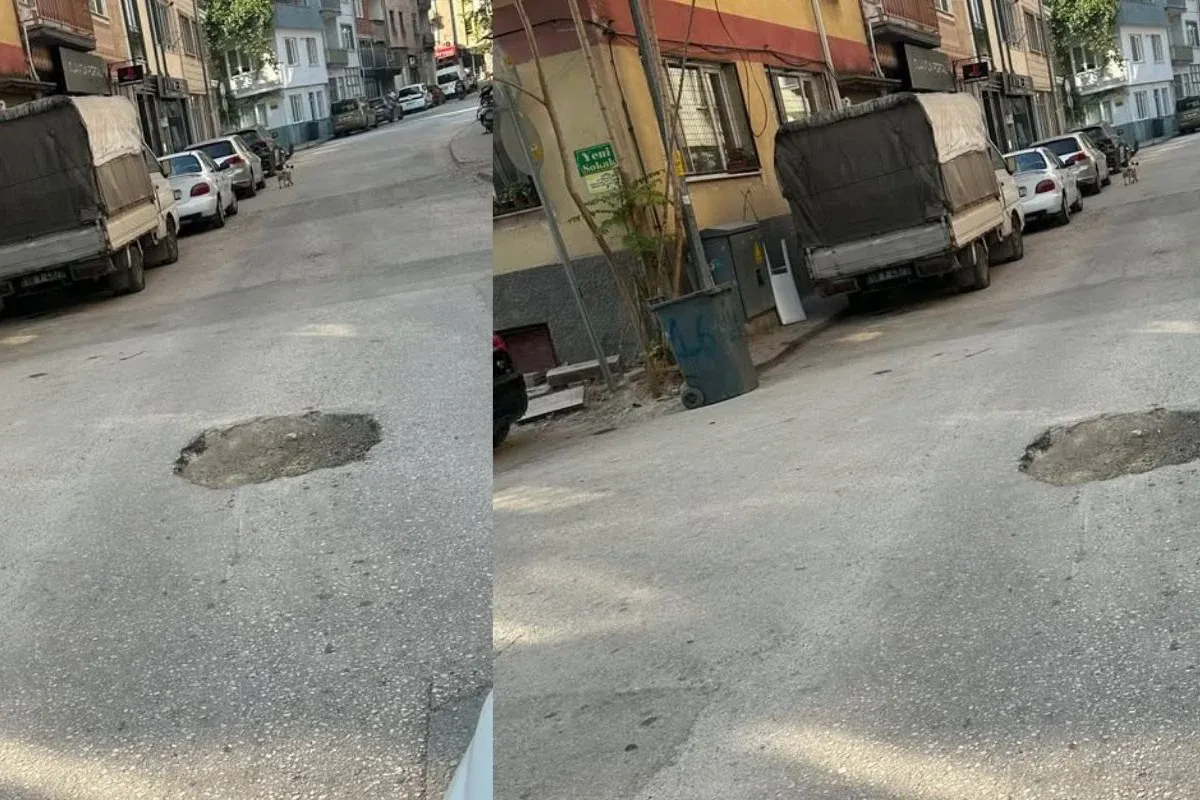 Sokaktaki derin çukura vatandaştan tepki!