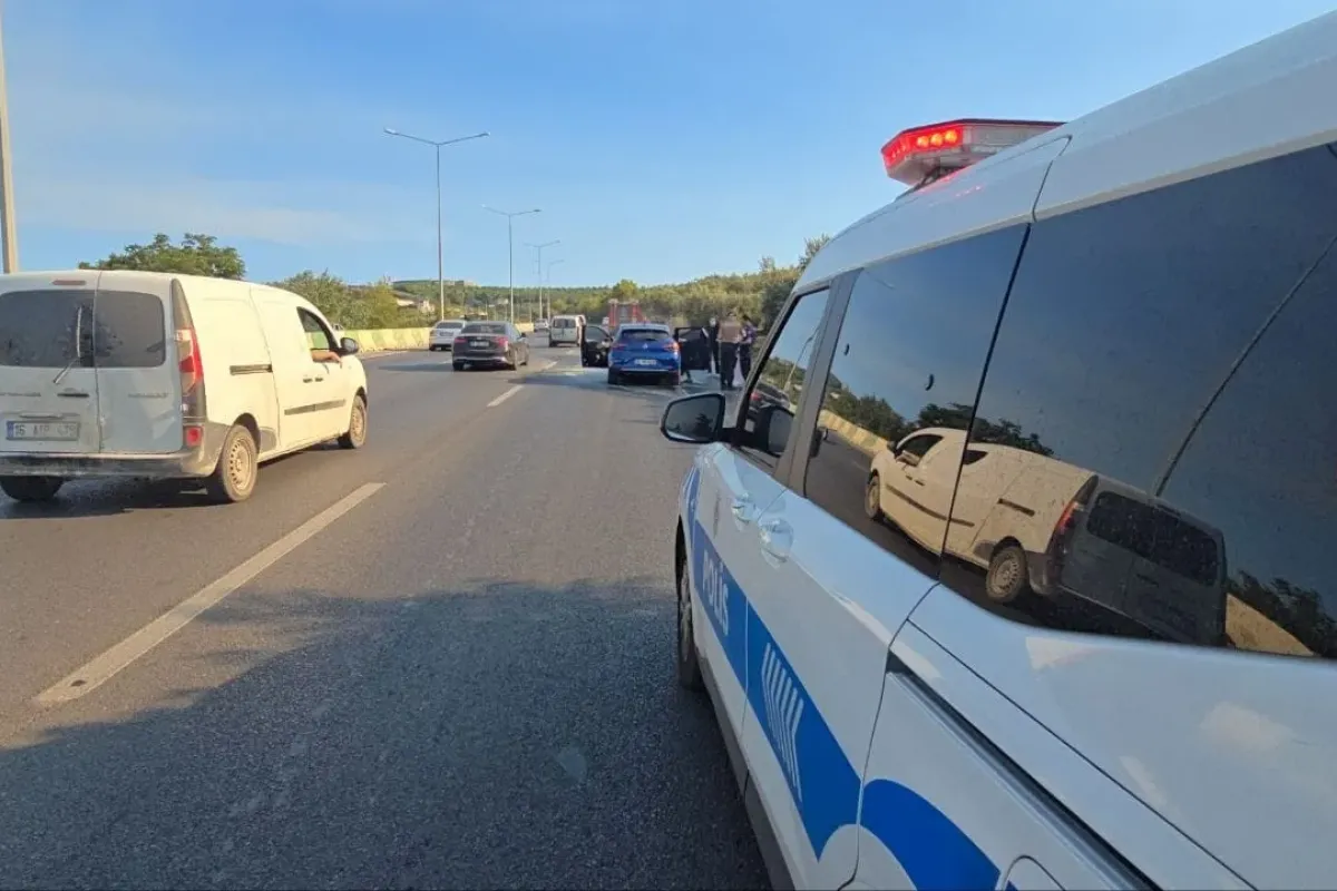 Alev alan otomobil zeytinlik alana sıçramadan söndürüldü