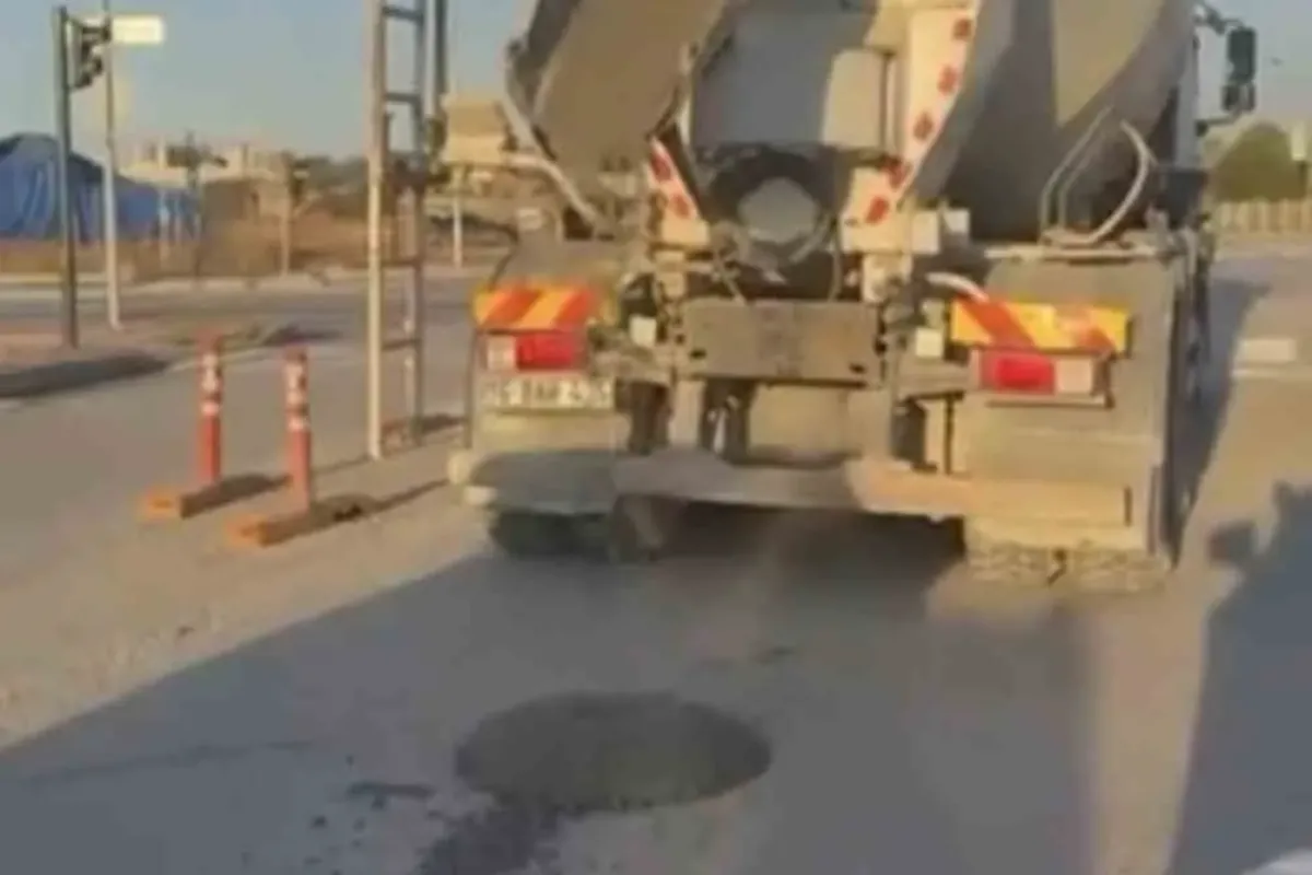Bursa’da yola beton döken mikser sürücüsüne tepki