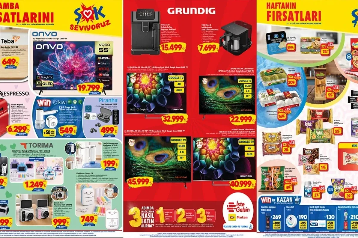 ŞOK 23 Eylül aktüel kataloğunda kahve makinesi ve yazıcı var
