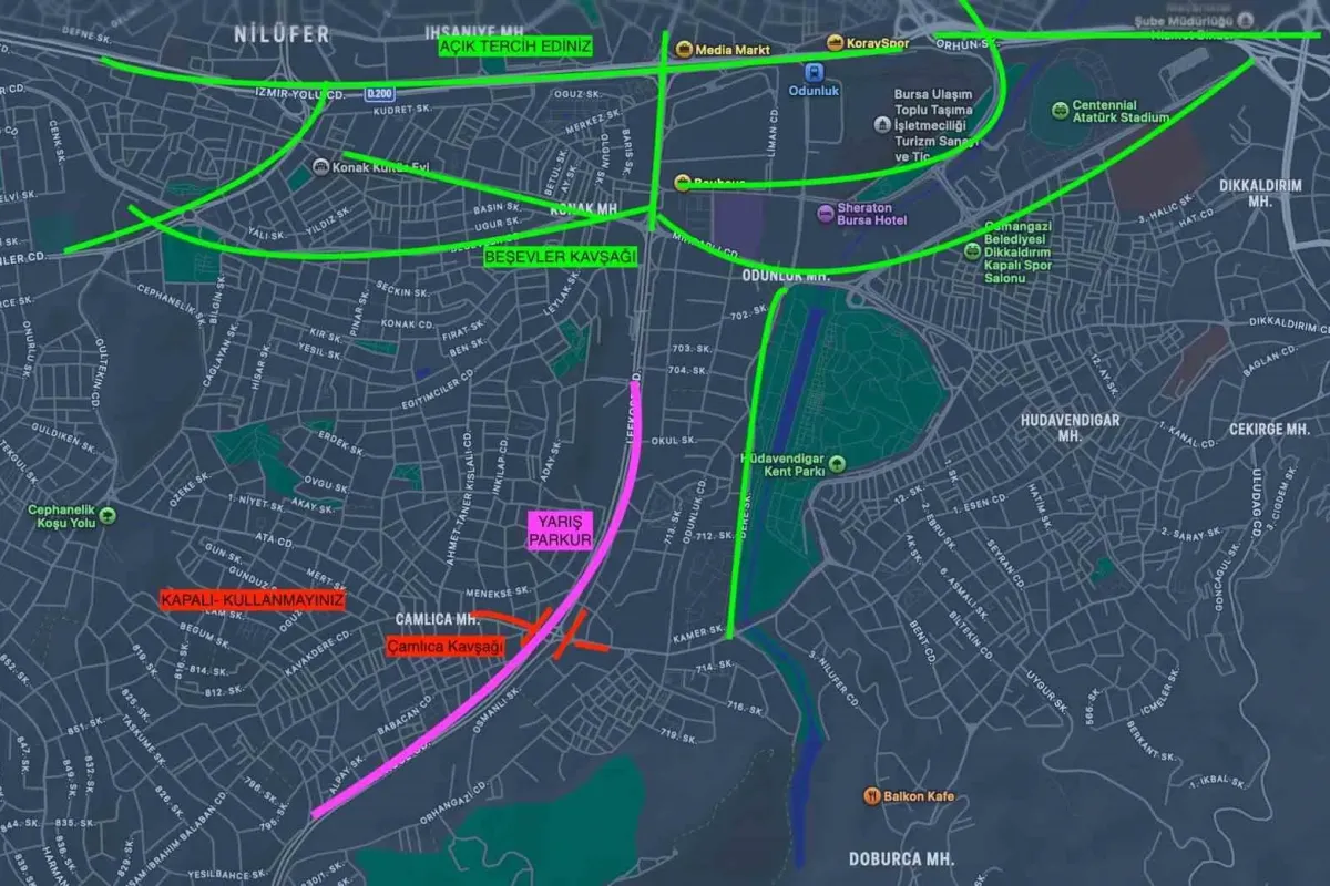 Bursa’da 4 Ekim Pazar günü trafiğe kapanacak yollar ve alternatif güzergâhlar
