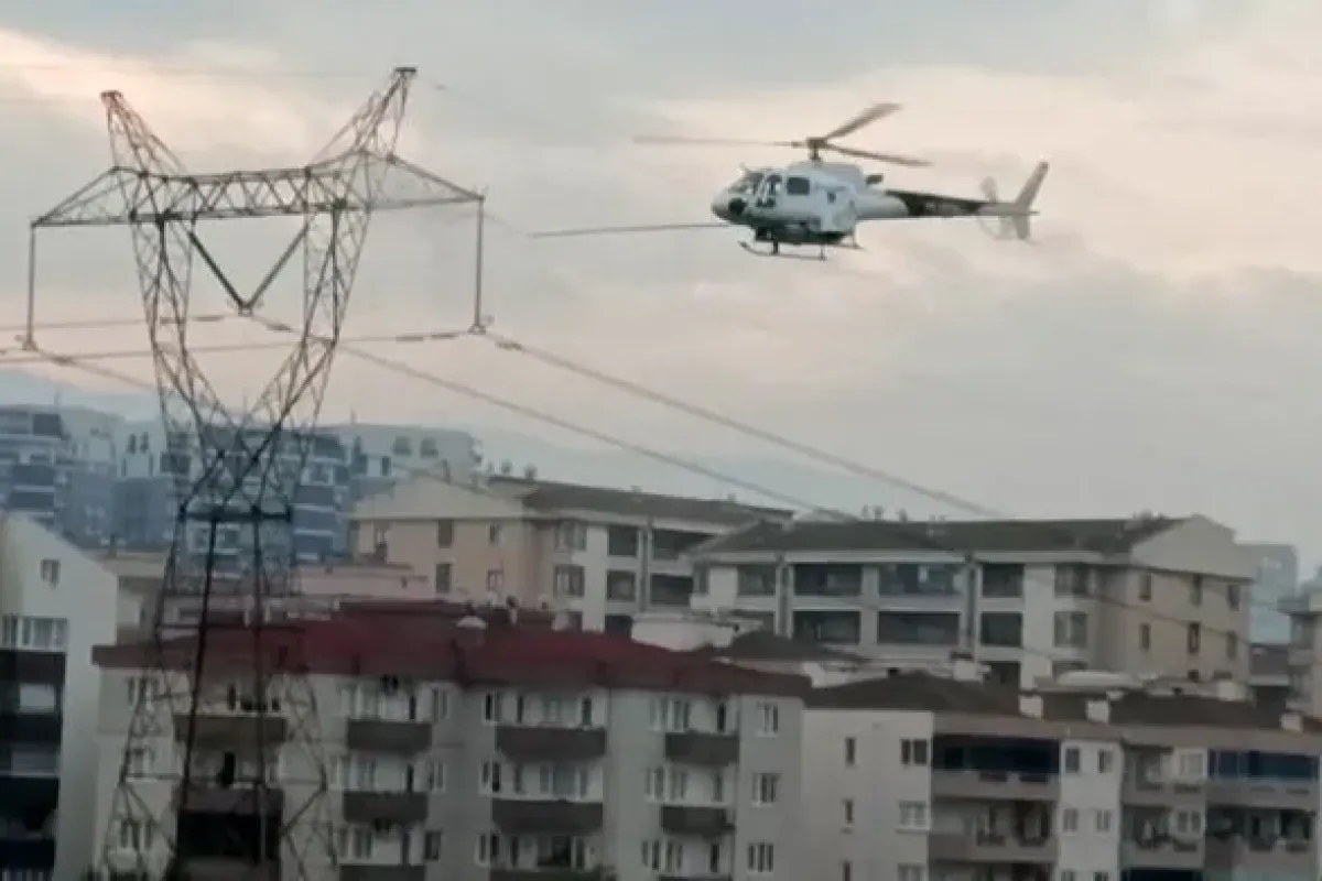 Bursa’da iletim hatlarına helikopterli bakım: Dikkat çeken anlar kamerada