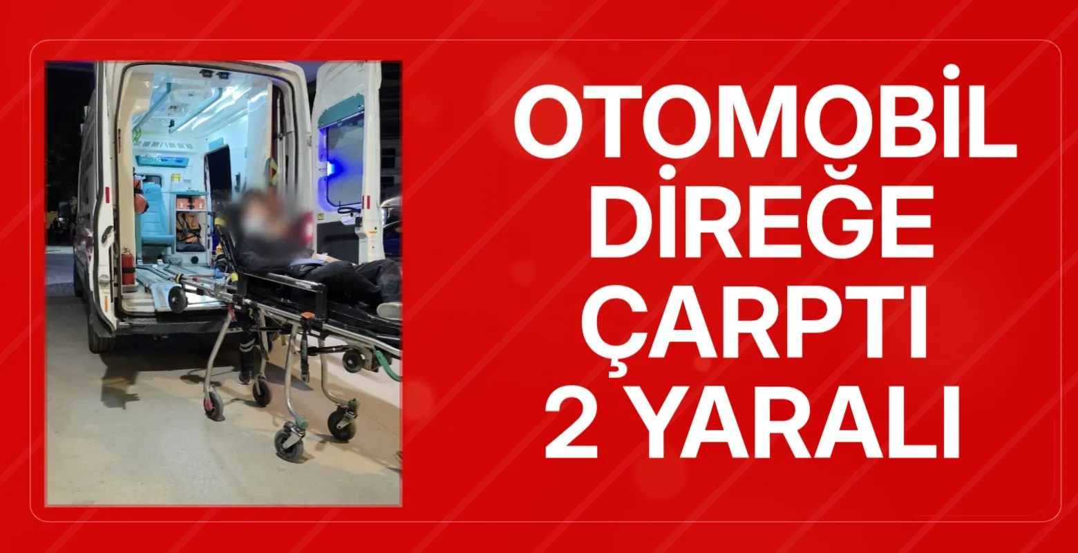 Elektrik direğine çarpan araçta 2 kişi yaralandı
