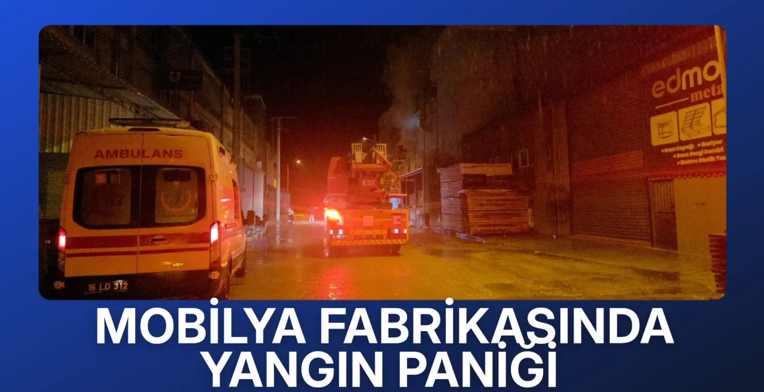 İnegöl’de mobilya fabrikasında çıkan yangın büyümeden söndürüldü