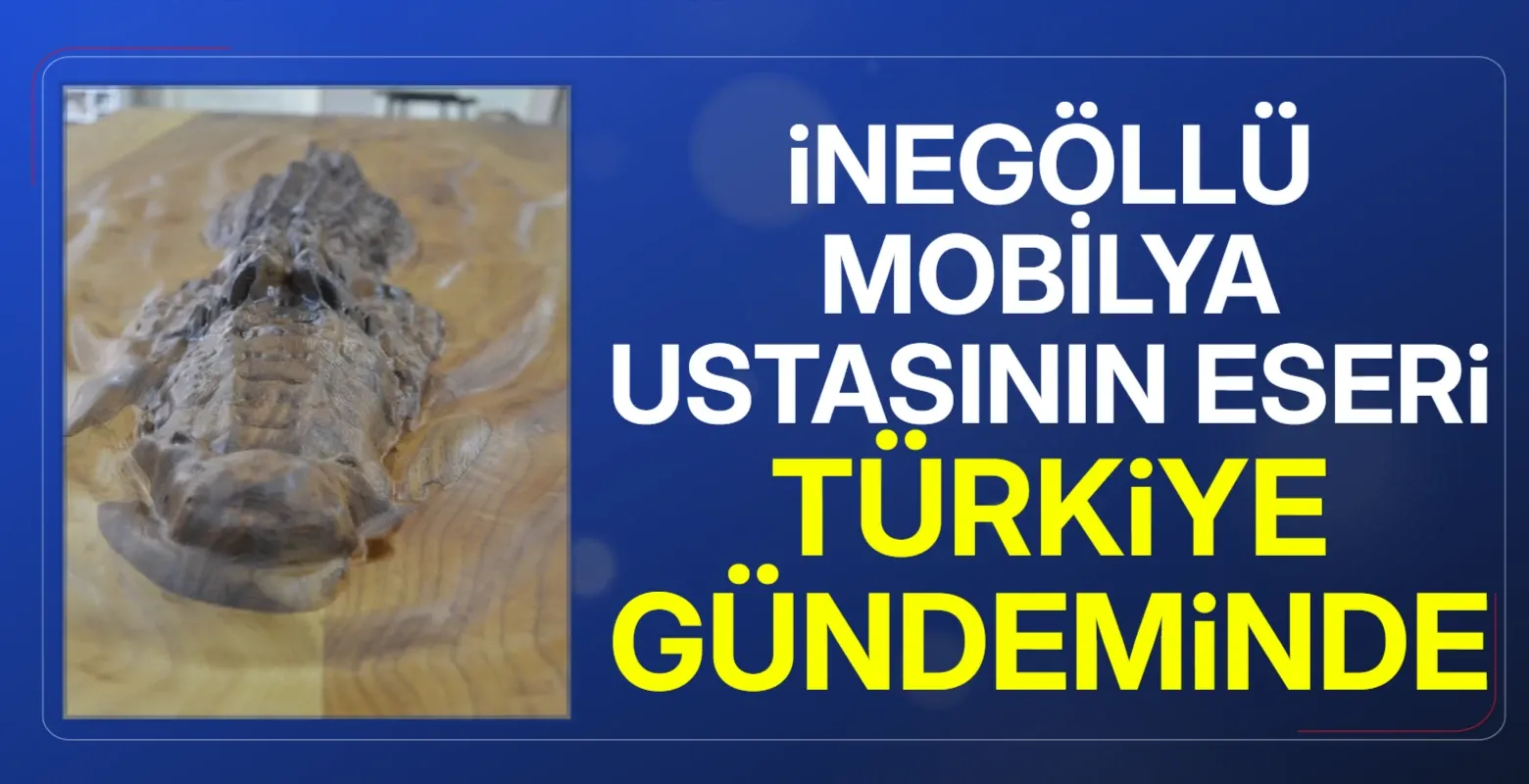 İnegöllü mobilya ustası ahşaba timsah figürü işledi