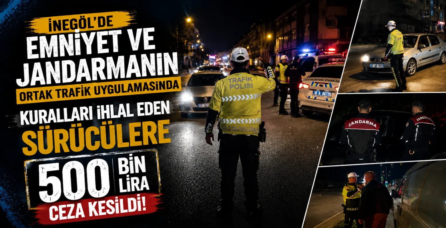İnegöl’de Trafik Denetimi: 500 Bin Lira Ceza Kesildi