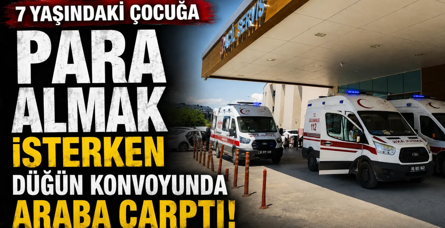 İnegöl’de düğün konvoyunda para almak isteyen çocuğa araba çarptı