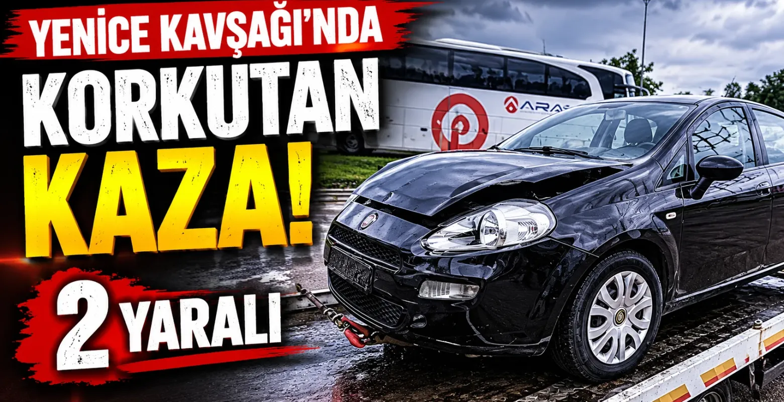 Yenice Kavşağı’nda korkutan kaza! 2 yaralandı