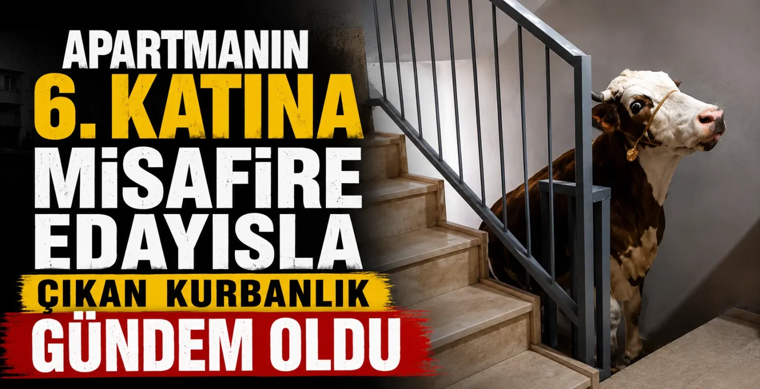 Apartmanın 6. katına misafir edayısla çıkan kurbanlık gündem oldu