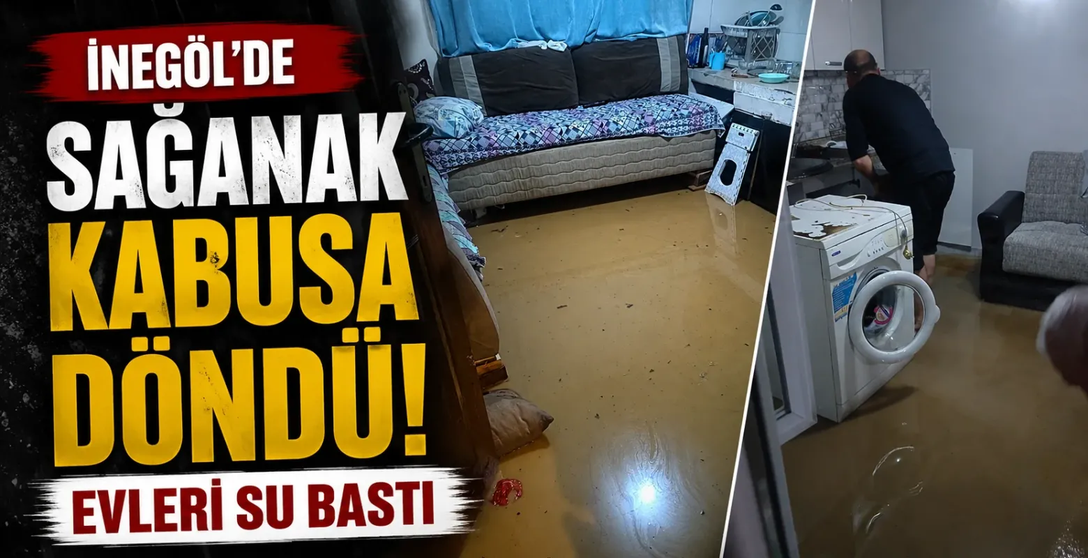 İnegöl’de Sağanak Kabusa Döndü! Evleri ve Sokakları Su Bastı