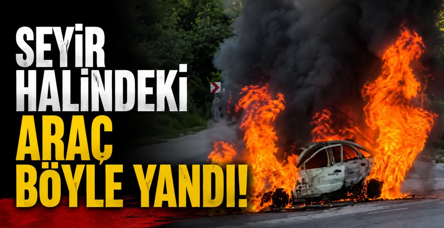 Seyir halindeki araç böyle yandı!