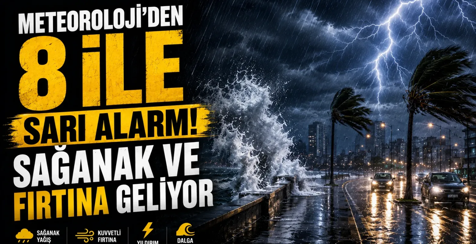 Meteoroloji'den 8 İle Sarı Alarm! Sağanak ve Fırtına Geliyor
