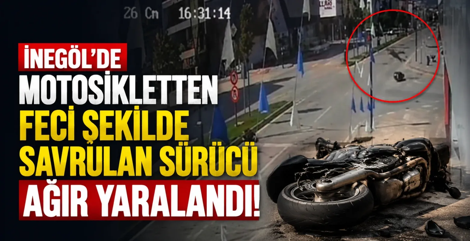 İnegöl'de motosikletten feci şekilde savrulan sürücü ağır yaralandı!